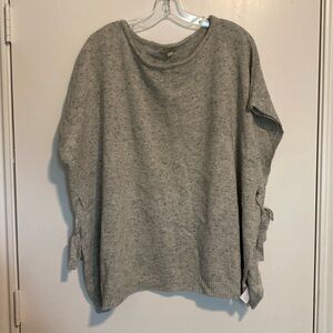LOFT Grey Knit Poncho with Side Ties